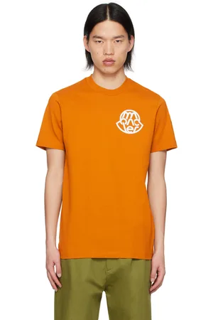 Moncler Orange Garment-Washed T-Shirt