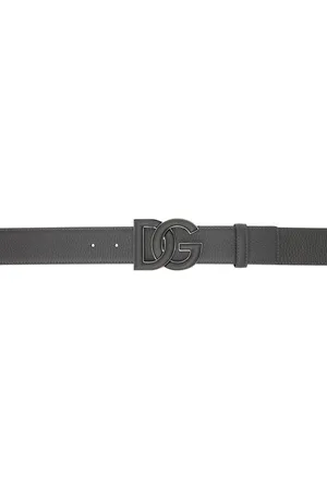 Dolce & Gabbana Gray Deerskin-Print Calfskin Belt