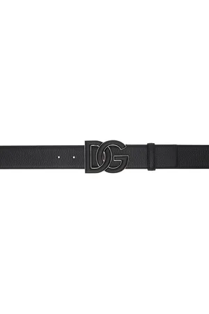 Dolce & Gabbana Black Deerskin-Print Calfskin Belt