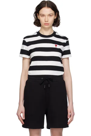 Ami Black & White Striped T-Shirt