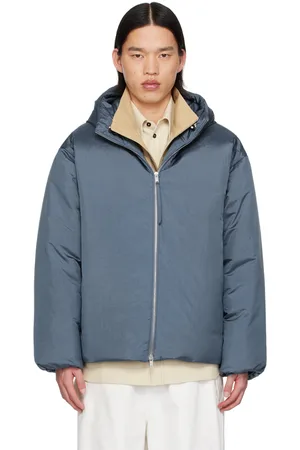 Jil Sander Blue Hooded Down Jacket