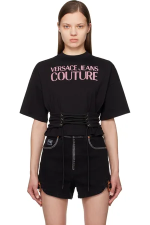 VERSACE Black Lace-Up T-Shirt