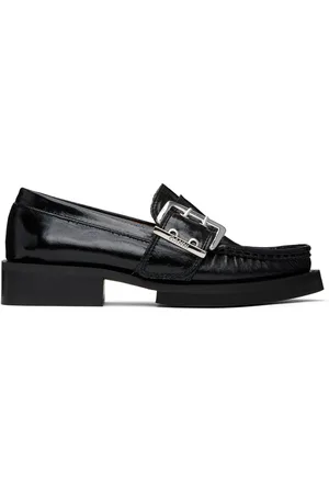 Ganni Black Feminine Buckle Loafers