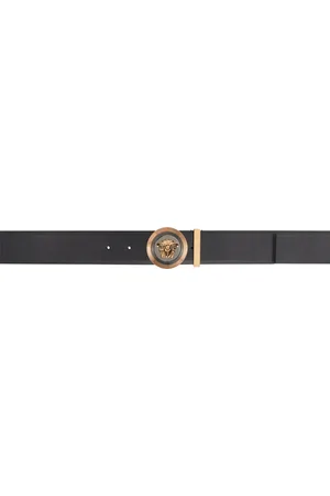 VERSACE Black Enamel Medusa Biggie Leather Belt