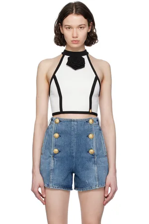 Balmain Off-White Rose Tank Top