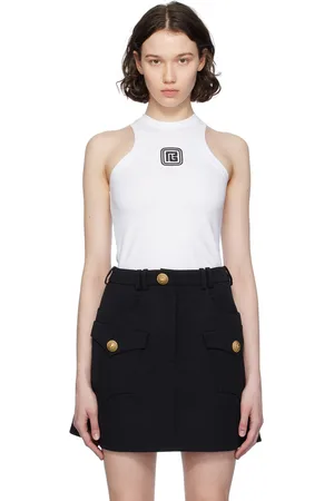 Balmain White Retro PB Tank Top