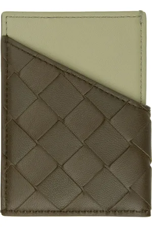 Bottega Veneta Khaki Intrecciato Diagonal Card Holder