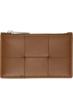 Bottega Veneta Brown & Navy Cassette Zippered Card Holder