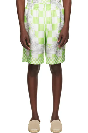VERSACE Green & White Medusa Contrasto Shorts
