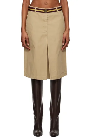 DRIES VAN NOTEN Beige Belted Midi Skirt