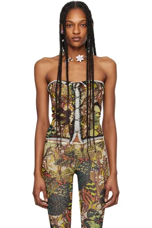 Jean Paul Gaultier Yellow & Beige Printed Tube Top