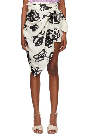Msgm Off-White & Black Rose Brushstroke Miniskirt