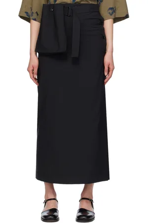LEMAIRE Black Wrap Midi Skirt