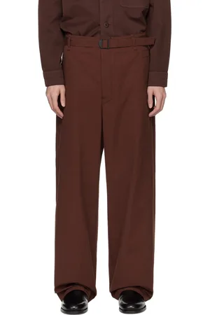 LEMAIRE Brown Seamless Belted Trousers