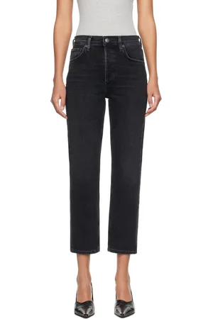 AGOLDE Black Riley Crop Jeans