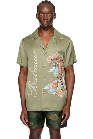 Balmain Khaki Tiger Print Shirt