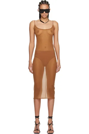 Rick Owens Brown Slip Midi Dress