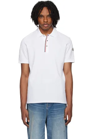 Moncler White Press-Stud Polo