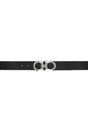 Salvatore Ferragamo Black Gancini Reversible Belt