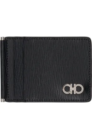 Salvatore Ferragamo Black & Red Gancini Card Holder
