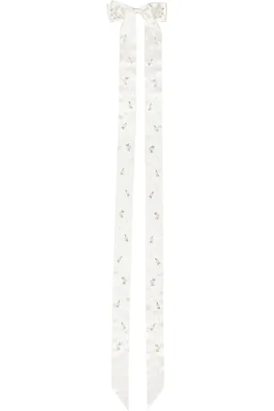 Simone Rocha SSENSE Exclusive White Extra Long Turbo Embellished Bow Hair Clip