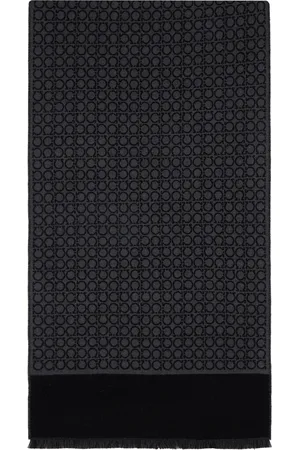 Salvatore Ferragamo Black & Gray Gancini Scarf