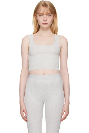 SKIMS Gray Cotton Rib Tank Top