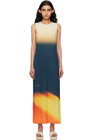 Issey Miyake Orange & Navy Light Leak Maxi Dress
