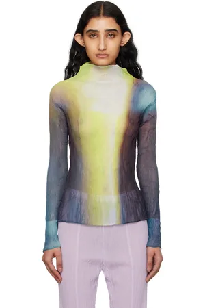 Issey Miyake Yellow & Navy Twist Turtleneck