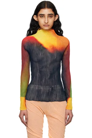Issey Miyake Orange & Navy Twist Turtleneck