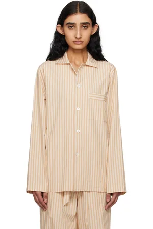 Tekla Beige Long Sleeve Pyjama Shirt