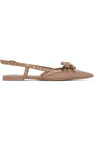 VALENTINO GARAVANI Pink Rockstud Bow Slingback Ballerina Flats