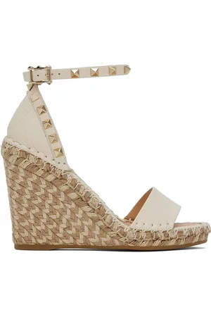 VALENTINO GARAVANI Off-White Double Rockstud Heeled Sandals