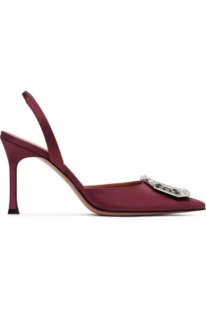 Amina Muaddi Burgundy Camelia Sling 90 Heels