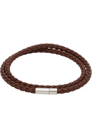 HUGO BOSS Brown Double Braided Leather Bracelet