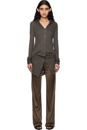 Helmut Lang Gray Ribbed Minidress
