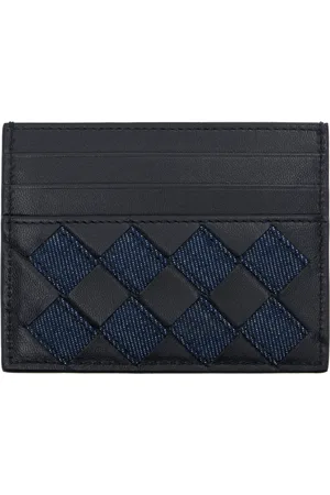 Bottega Veneta Navy & Indigo Intrecciato Credit Card Holder