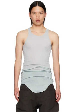 Rick Owens Blue Porterville Basic Rib Tank Top