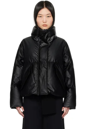 Maison Margiela Black Quilted Faux-Leather Down Jacket
