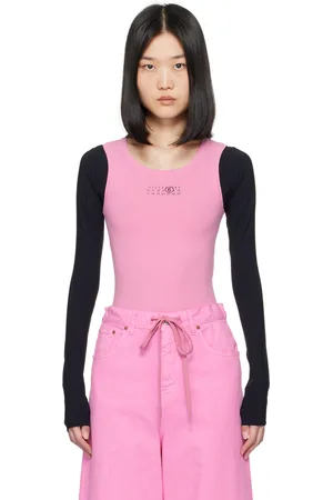 Maison Margiela Pink & Black Paneled Long Sleeve T-Shirt