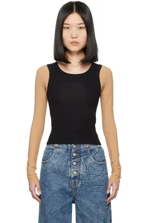 Maison Margiela Black & Beige Paneled Long Sleeve T-Shirt