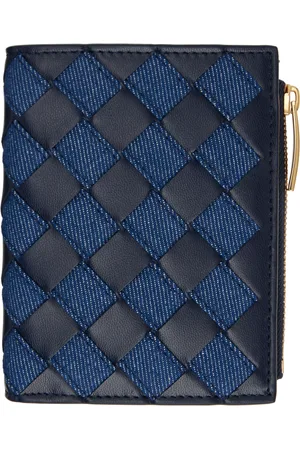 Bottega Veneta Navy Intrecciato Small Bi-Fold Wallet