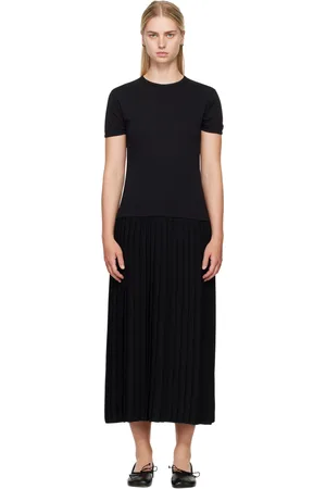 Maison Margiela Black Pleated Maxi Dress