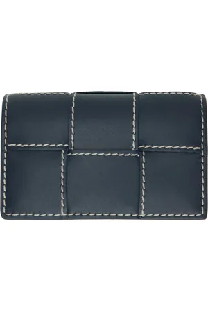 Bottega Veneta Navy Cassette Business Card Holder