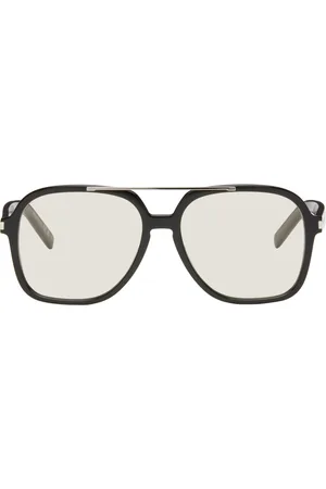 Saint Laurent Silver & Black SL 653 LEON Leather Spoiler Sunglasses