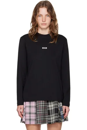Msgm Black Impact Mini Logo Long Sleeve T-Shirt