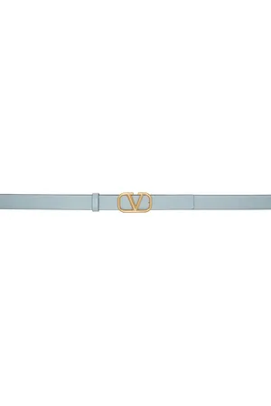 VALENTINO GARAVANI Blue & Taupe VLogo Reversible Belt