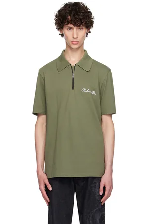 Balmain Khaki Half-Zip Polo