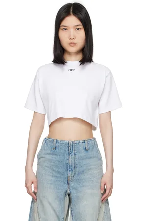 OFF-WHITE White Off Stamp Rib Cropped T-Shirt