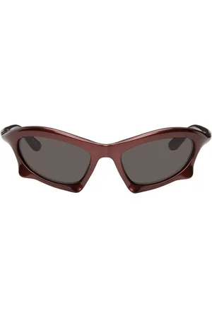 Balenciaga Burgundy Bat Rectangle Sunglasses